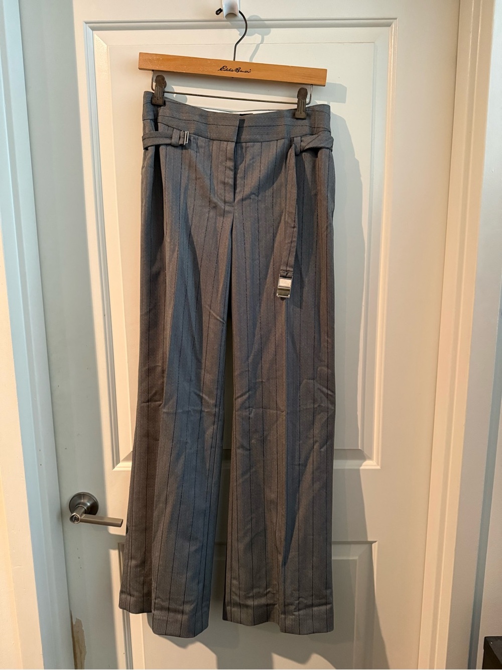 90s Body by Victoria Gray Pinstripe Wide-Leg Trousers with Shimmer Stripes